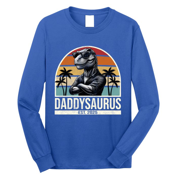 Dino Dad Daddysaurus New Dad 2025 Adult Dinosaur Dad Gift Long Sleeve Shirt