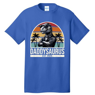 Dino Dad Daddysaurus New Dad 2025 Adult Dinosaur Dad Gift Tall T-Shirt