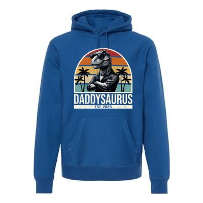 Dino Dad Daddysaurus New Dad 2025 Adult Dinosaur Dad Gift Premium Hoodie