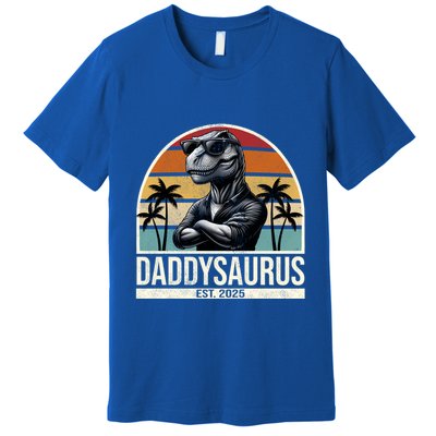 Dino Dad Daddysaurus New Dad 2025 Adult Dinosaur Dad Gift Premium T-Shirt