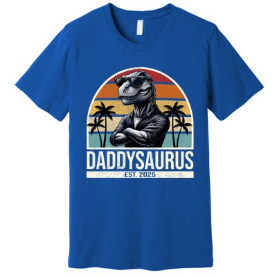 Dino Dad Daddysaurus New Dad 2025 Adult Dinosaur Dad Gift Premium T-Shirt