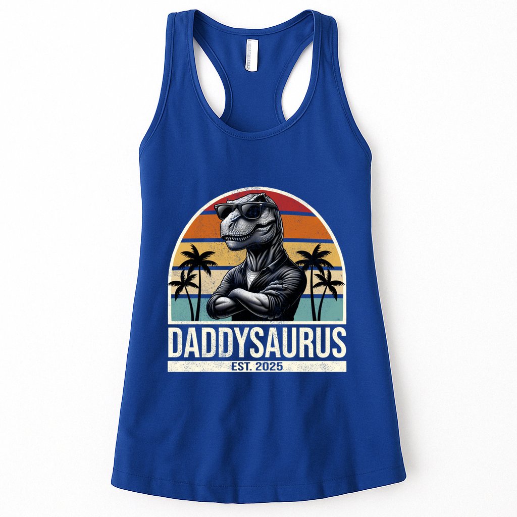 Dino Dad Daddysaurus New Dad 2025 Adult Dinosaur Dad Gift Womens Tank Top