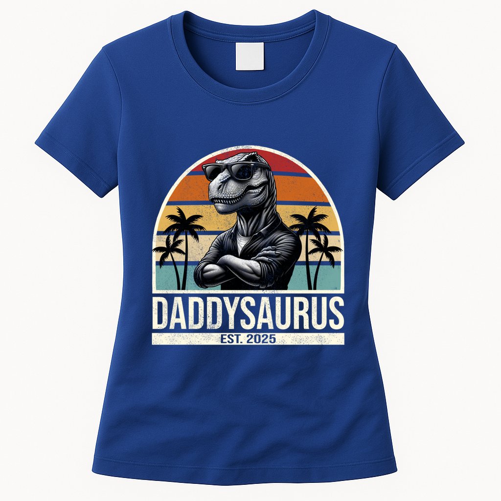 Dino Dad Daddysaurus New Dad 2025 Adult Dinosaur Dad Gift Womens T-Shirt
