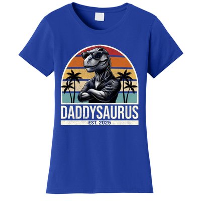 Dino Dad Daddysaurus New Dad 2025 Adult Dinosaur Dad Gift Women's T-Shirt