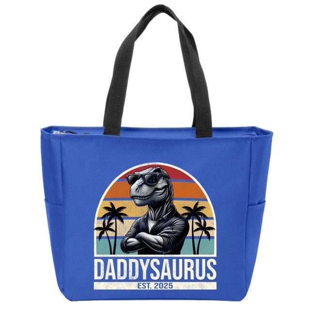 Dino Dad Daddysaurus New Dad 2025 Adult Dinosaur Dad Gift Zip Tote Bag