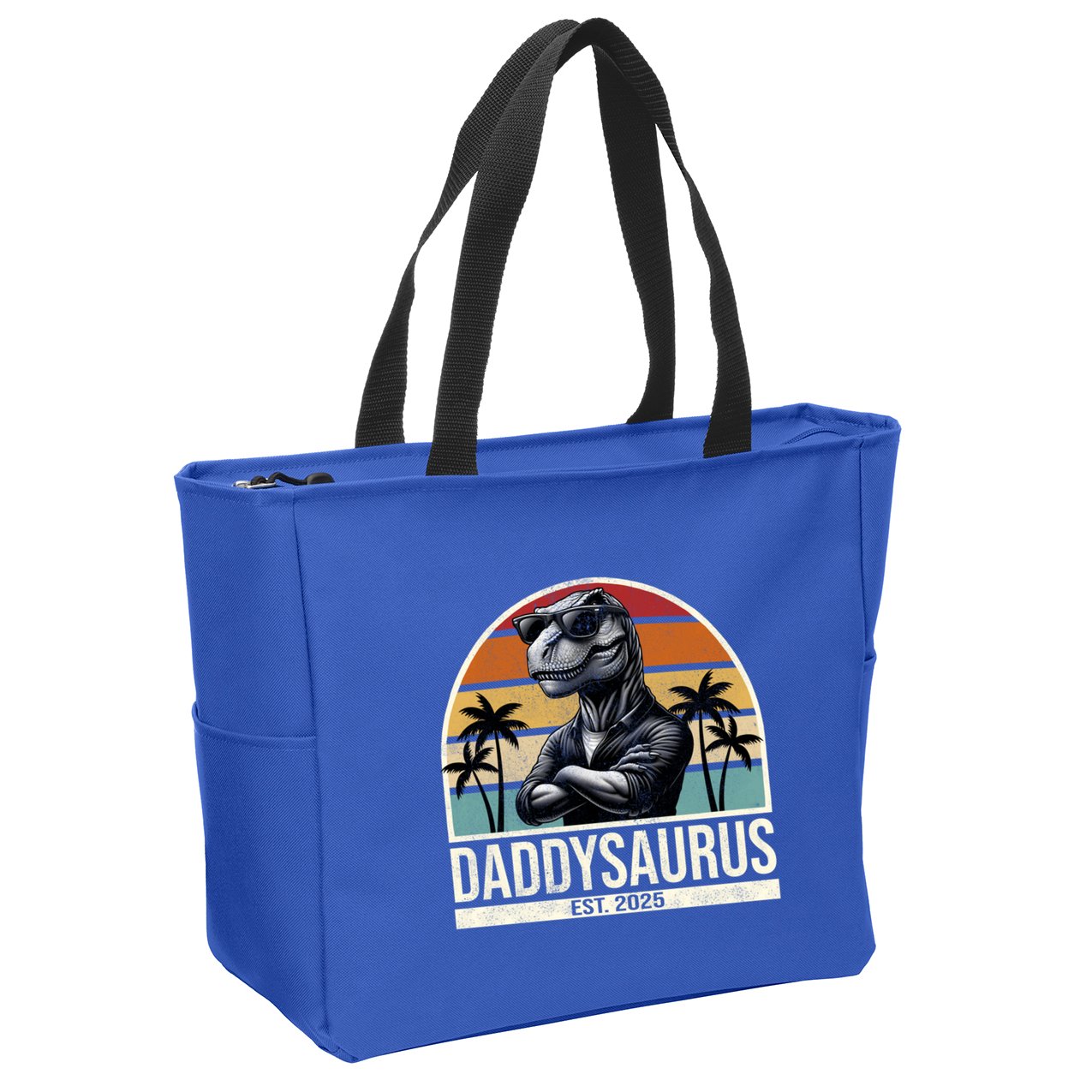 Dino Dad Daddysaurus New Dad 2025 Adult Dinosaur Dad Gift Zip Tote Bag