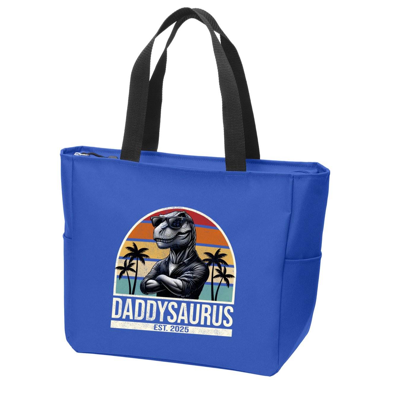 Dino Dad Daddysaurus New Dad 2025 Adult Dinosaur Dad Gift Zip Tote Bag