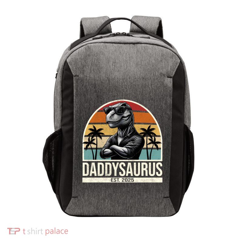 Dino Dad Daddysaurus New Dad 2025 Adult Dinosaur Dad Gift Vector Backpack
