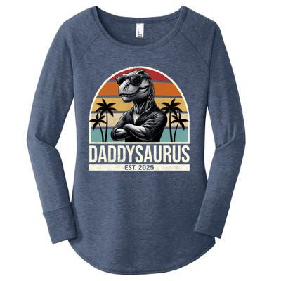 Dino Dad Daddysaurus New Dad 2025 Adult Dinosaur Dad Gift Women's Perfect Tri Tunic Long Sleeve Shirt