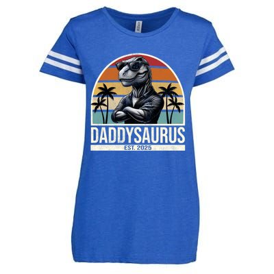 Dino Dad Daddysaurus New Dad 2025 Adult Dinosaur Dad Gift Enza Ladies Jersey Football T-Shirt