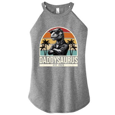 Dino Dad Daddysaurus New Dad 2025 Adult Dinosaur Dad Gift Women's Perfect Tri Rocker Tank