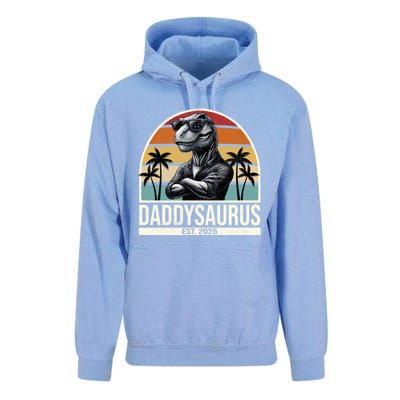 Dino Dad Daddysaurus New Dad 2025 Adult Dinosaur Dad Gift Unisex Surf Hoodie