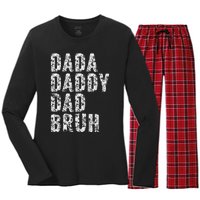 Dada Daddy Dad Bruh Funny Papa Gift Father Day Women's Long Sleeve Flannel Pajama Set 