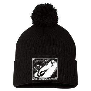 Deny Defend Depose Pom Pom 12in Knit Beanie