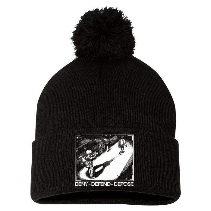 Deny Defend Depose Pom Pom 12in Knit Beanie