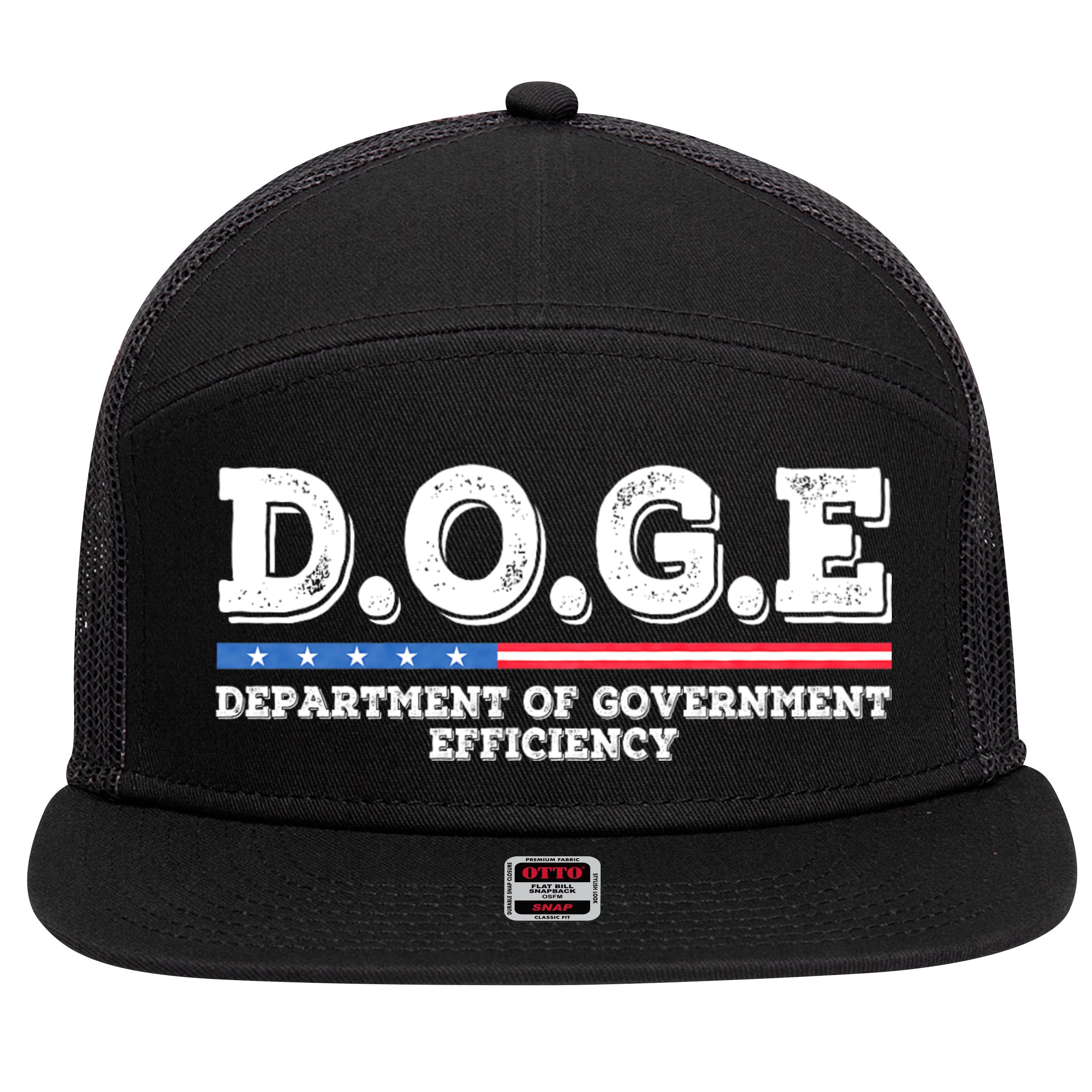 Doge D.O.G.E. Department Of Government Efficiency 7 Panel Mesh Trucker Snapback Hat