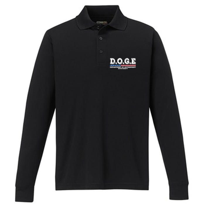 Doge D.O.G.E. Department Of Government Efficiency Performance Long Sleeve Polo