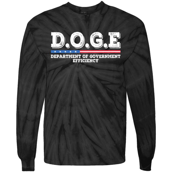 Doge D.O.G.E. Department Of Government Efficiency Tie-Dye Long Sleeve Shirt