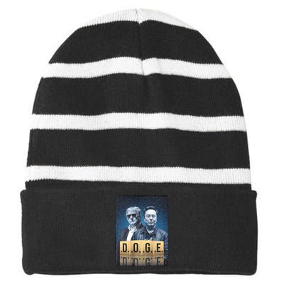 D.O.G.E Doge Department Of Government Efficiency Striped Beanie with Solid Band