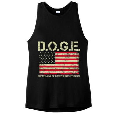 D.O.G.E Doge Department Of Government Efficiency On Back Ladies PosiCharge Tri-Blend Wicking Tank