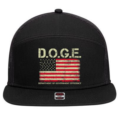 D.O.G.E Doge Department Of Government Efficiency On Back 7 Panel Mesh Trucker Snapback Hat