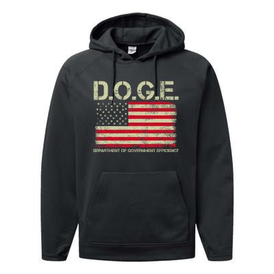 D.O.G.E Doge Department Of Government Efficiency On Back Performance Fleece Hoodie