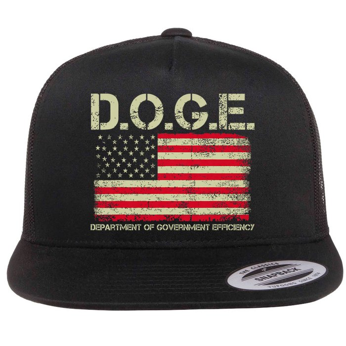 D.O.G.E Doge Department Of Government Efficiency On Back Flat Bill Trucker Hat