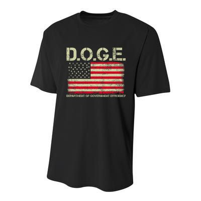 D.O.G.E Doge Department Of Government Efficiency On Back Youth Performance Sprint T-Shirt