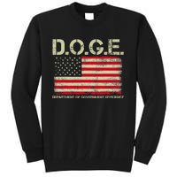 D.O.G.E Doge Department Of Government Efficiency On Back Tall Sweatshirt