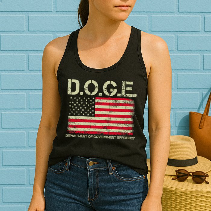 D.O.G.E Doge Department Of Government Efficiency On Back Womens Tank Top