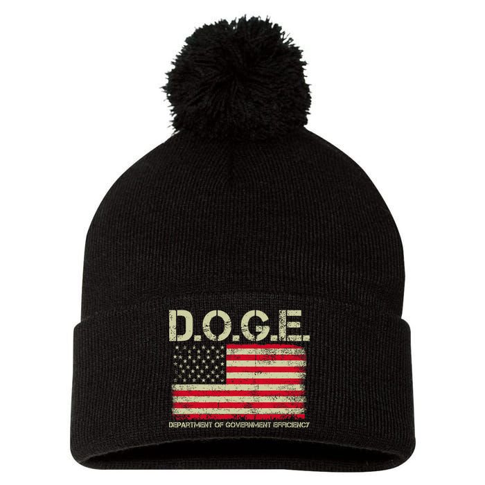 D.O.G.E Doge Department Of Government Efficiency On Back Pom Pom 12in Knit Beanie