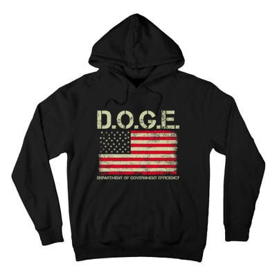 D.O.G.E Doge Department Of Government Efficiency On Back Tall Hoodie