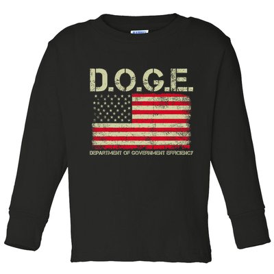 D.O.G.E Doge Department Of Government Efficiency On Back Toddler Long Sleeve Shirt