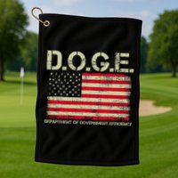 D.O.G.E Doge Department Of Government Efficiency On Back Golf Towel