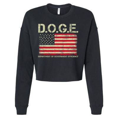 D.O.G.E Doge Department Of Government Efficiency On Back Cropped Pullover Crew