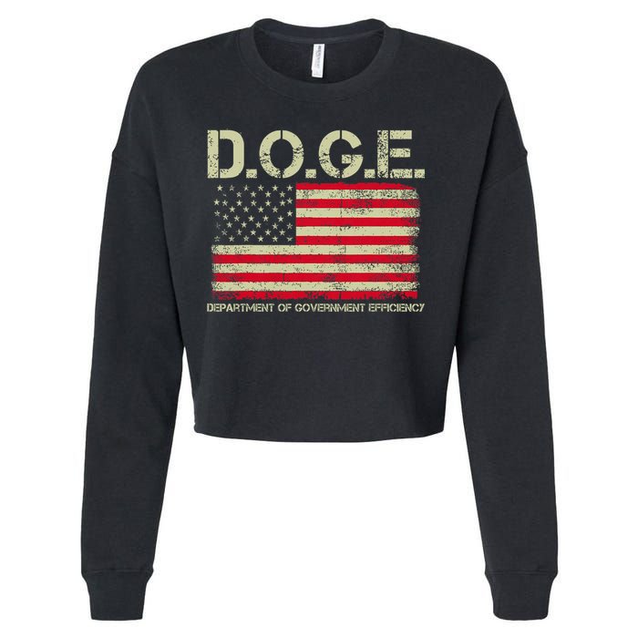D.O.G.E Doge Department Of Government Efficiency On Back Cropped Pullover Crew