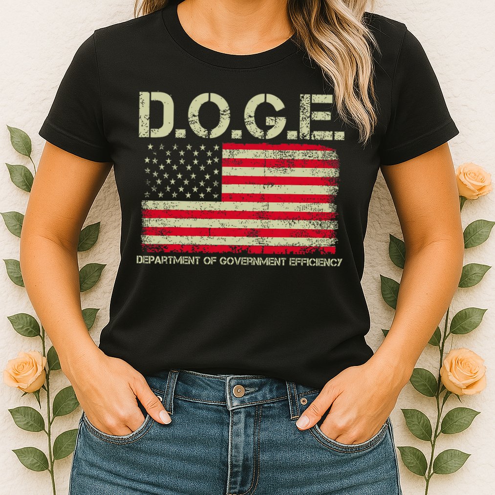D.O.G.E Doge Department Of Government Efficiency On Back Womens T-Shirt