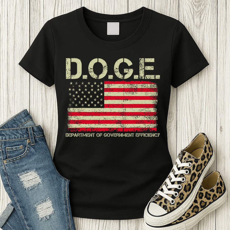 D.O.G.E Doge Department Of Government Efficiency On Back Womens T-Shirt