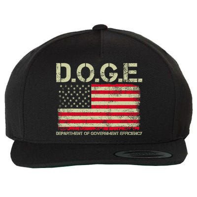 D.O.G.E Doge Department Of Government Efficiency On Back Wool Snapback Cap