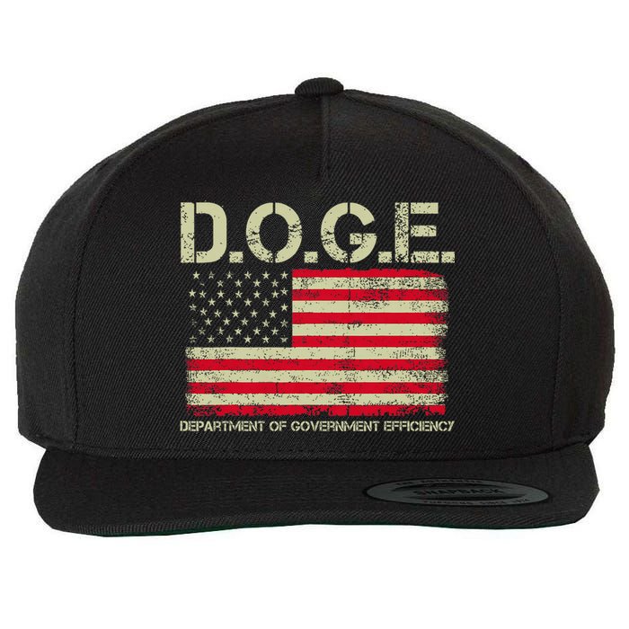 D.O.G.E Doge Department Of Government Efficiency On Back Wool Snapback Cap