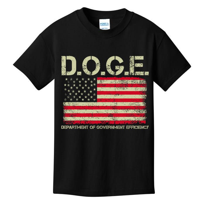 D.O.G.E Doge Department Of Government Efficiency On Back Kids T-Shirt