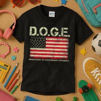 D.O.G.E Doge Department Of Government Efficiency On Back Kids T-Shirt