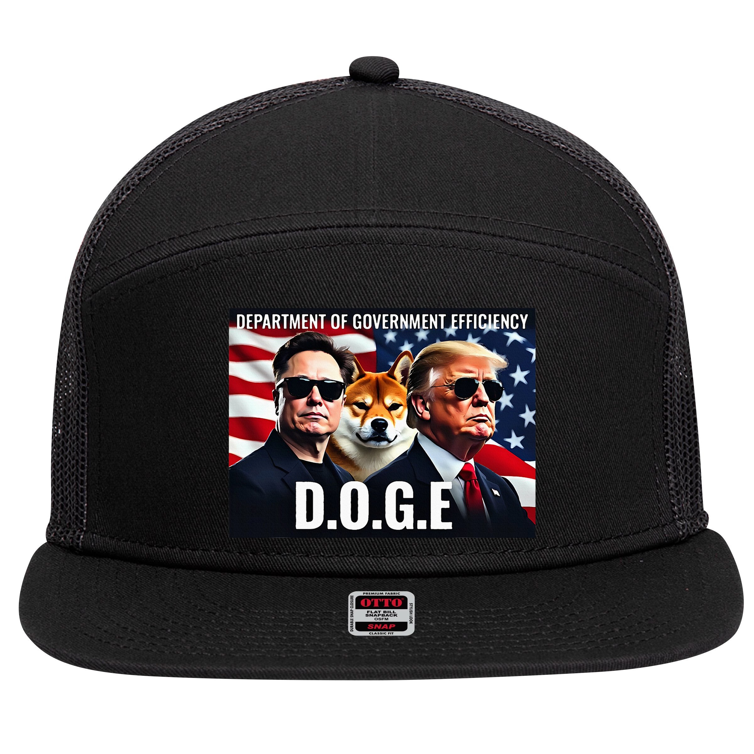 D.O.G.E Doge Department Of Government Efficiency 7 Panel Mesh Trucker Snapback Hat