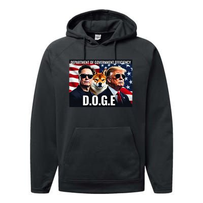 D.O.G.E Doge Department Of Government Efficiency Performance Fleece Hoodie