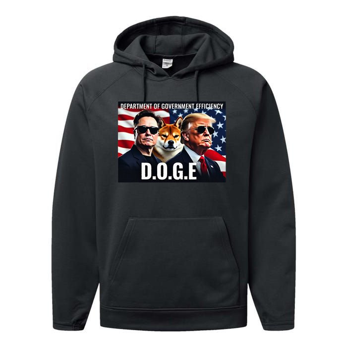 D.O.G.E Doge Department Of Government Efficiency Performance Fleece Hoodie