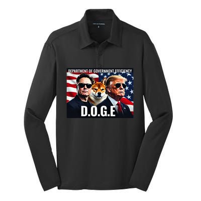 D.O.G.E Doge Department Of Government Efficiency Silk Touch Performance Long Sleeve Polo