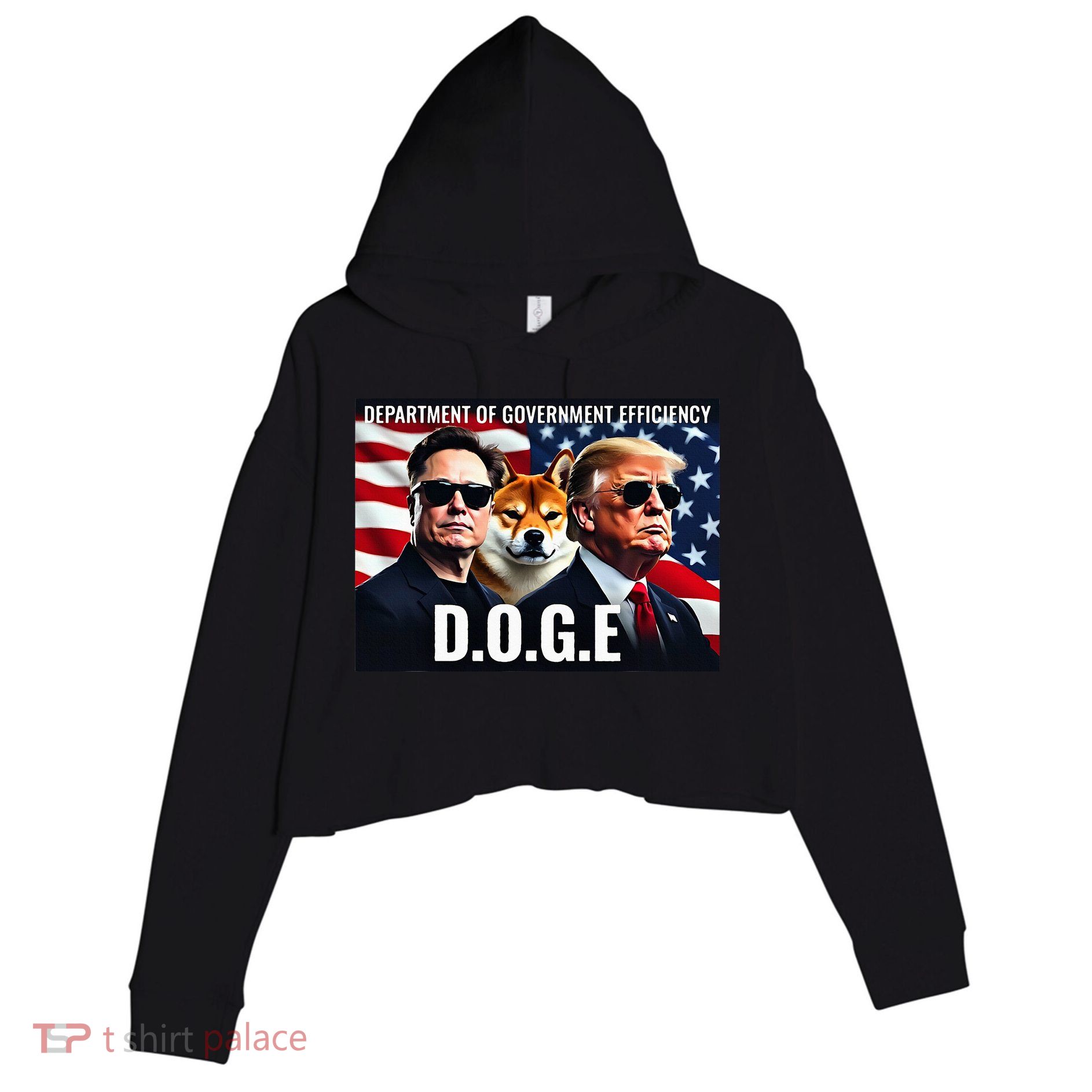 D.O.G.E Doge Department Of Government Efficiency Crop Fleece Hoodie