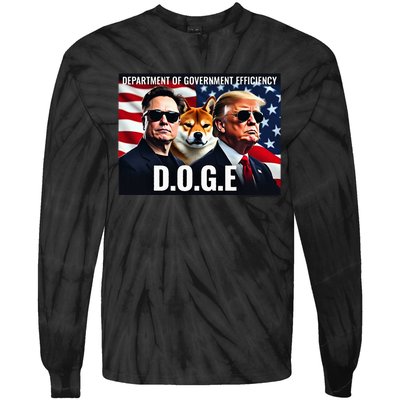 D.O.G.E Doge Department Of Government Efficiency Tie-Dye Long Sleeve Shirt