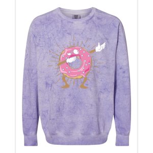 Dabbing Donut Dancing Donut Gift Colorblast Crewneck Sweatshirt