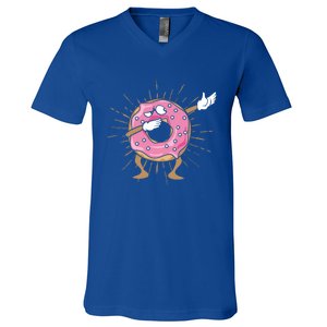 Dabbing Donut Dancing Donut Gift V-Neck T-Shirt